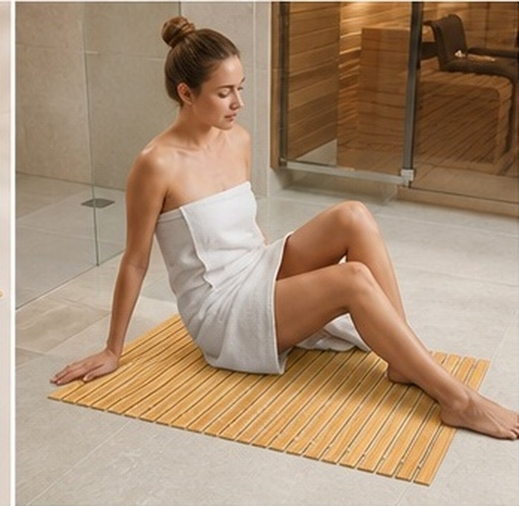 Bamboo Bath Mat - Bambus-Badematte, rutschfester Teppich für Dusche, Sauna,